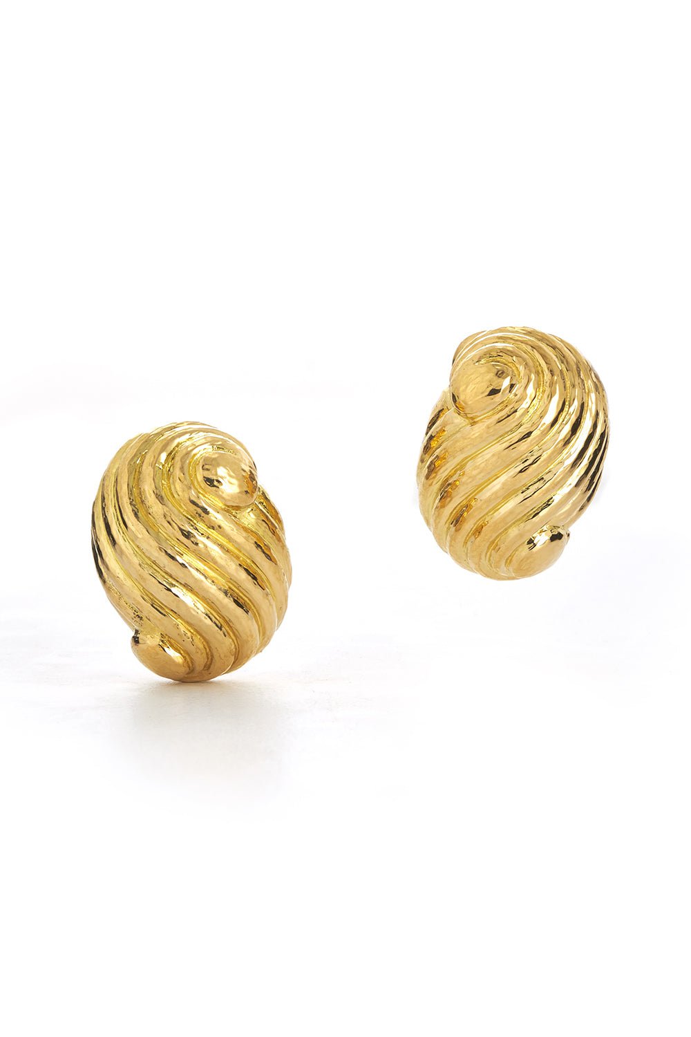 DAVID WEBB-Hammered Large Swirl Earrings-YELLOW GOLD