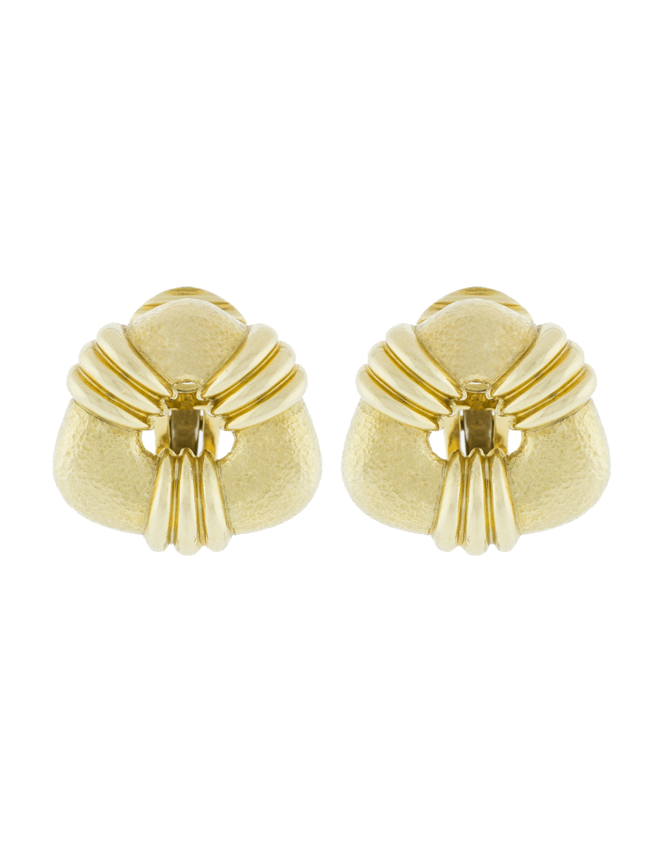 DAVID WEBB-Hammered Triangle Earrings-YELLOW GOLD