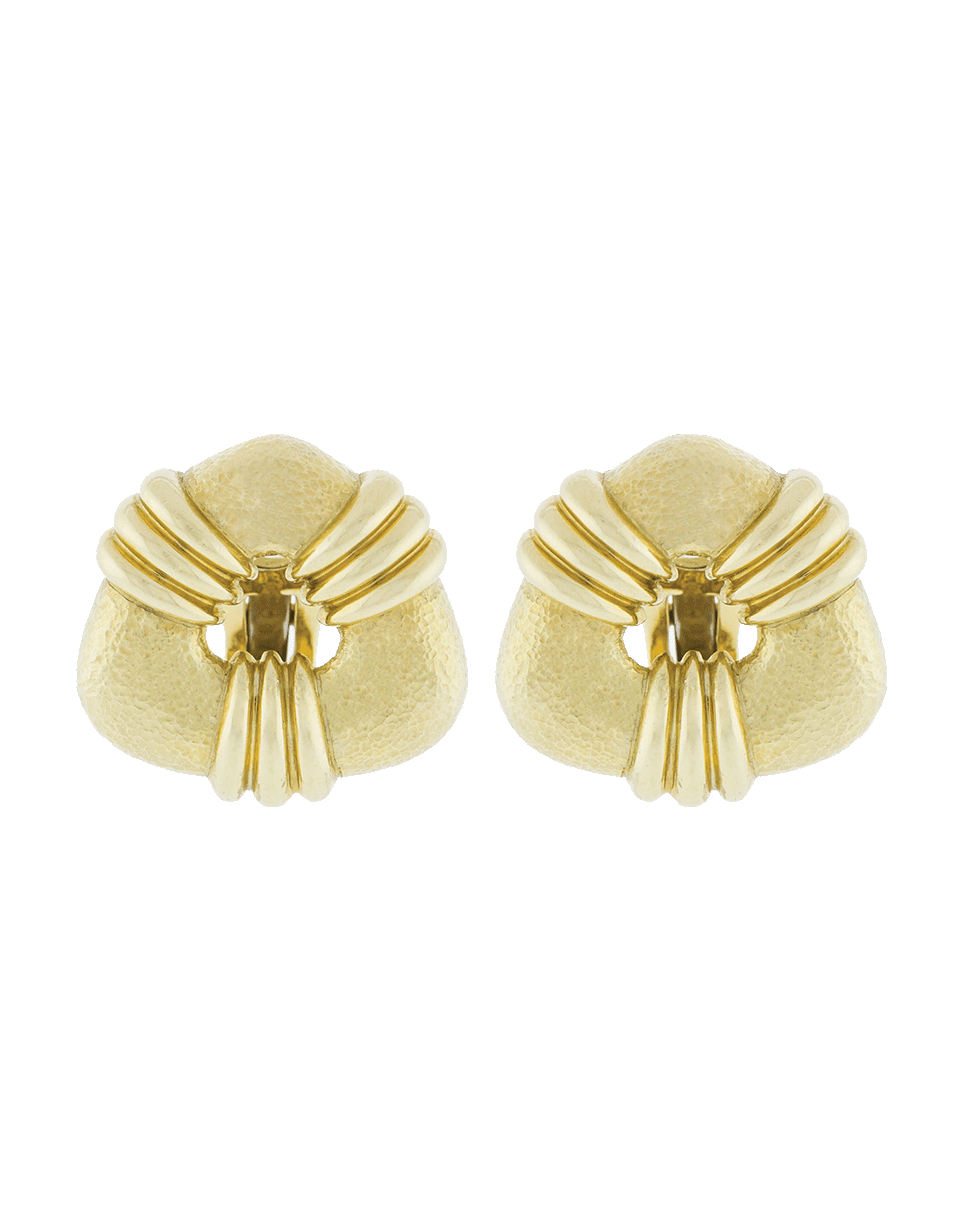 DAVID WEBB-Hammered Triangle Earrings-YELLOW GOLD