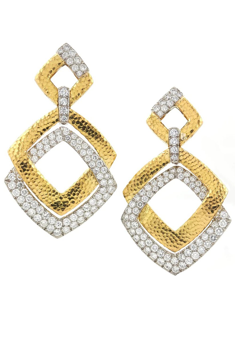 DAVID WEBB-Madison Double Square Earrings-YELLOW GOLD