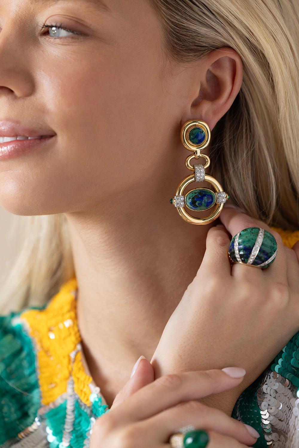 DAVID WEBB-Orbit Earrings-YELLOW GOLD