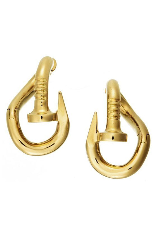 DAVID WEBB-Polished Bent Nail Earrings-YELLOW GOLD
