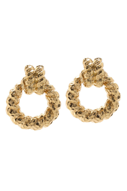 Rope Doornocker Hammered Earrings-YELLOW GOLD-JEWELRYFINE JEWELEARRING-DAVID WEBB