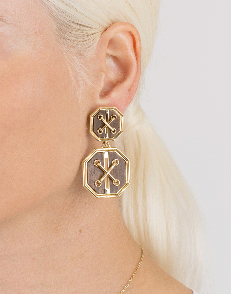 DAVID WEBB-Rosewood Cross Stitch Earrings-YELLOW GOLD
