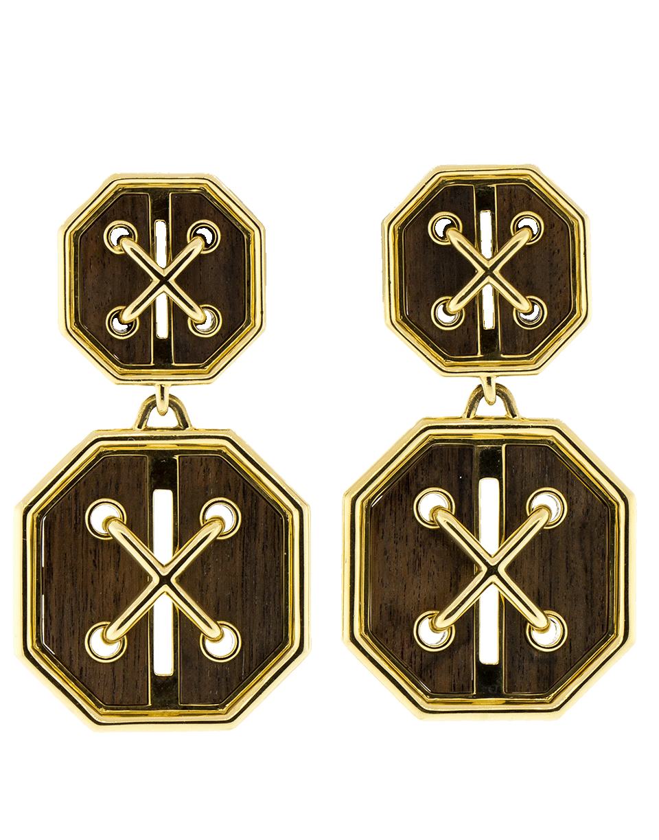 DAVID WEBB-Rosewood Cross Stitch Earrings-YELLOW GOLD