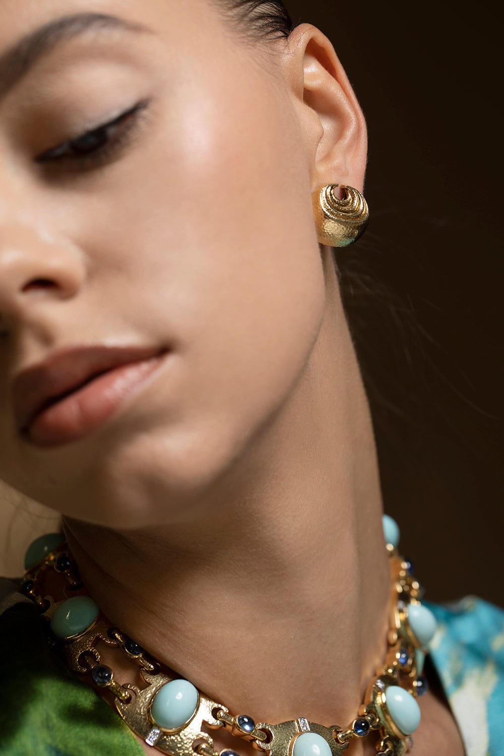 DAVID WEBB-Small Concentric Crescent Earrings-YELLOW GOLD