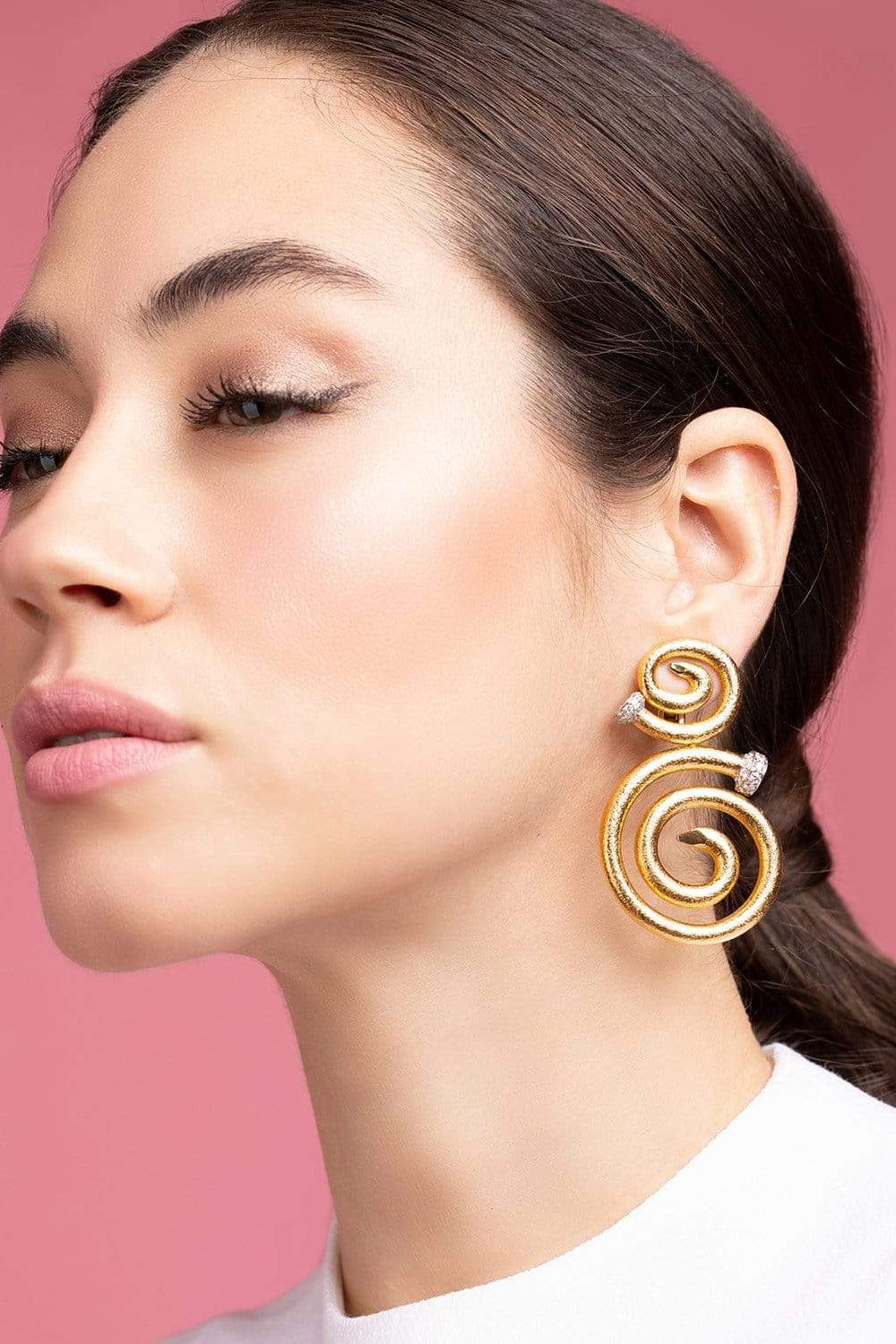 DAVID WEBB-Spiral Nail Earrings-YELLOW GOLD
