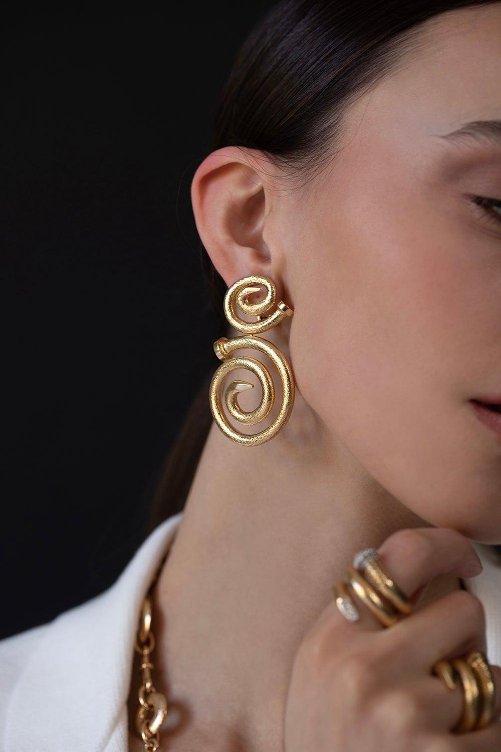 Spiral Nail Earrings-YELLOW GOLD-JEWELRYFINE JEWELEARRING-DAVID WEBB