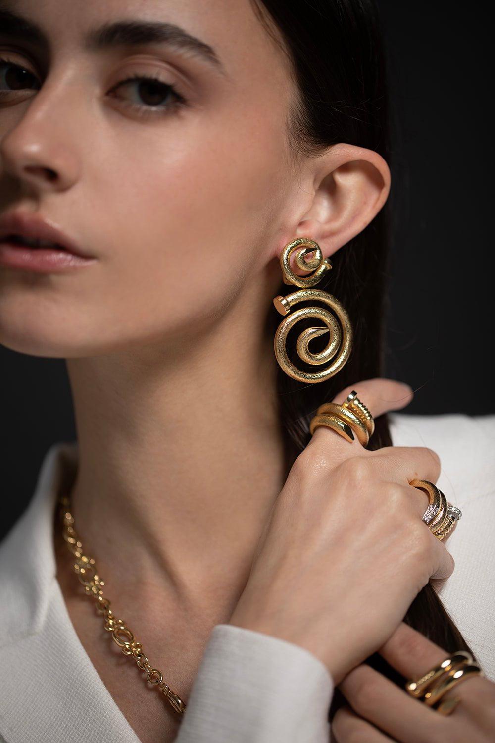 Spiral Nail Earrings-YELLOW GOLD-JEWELRYFINE JEWELEARRING-DAVID WEBB