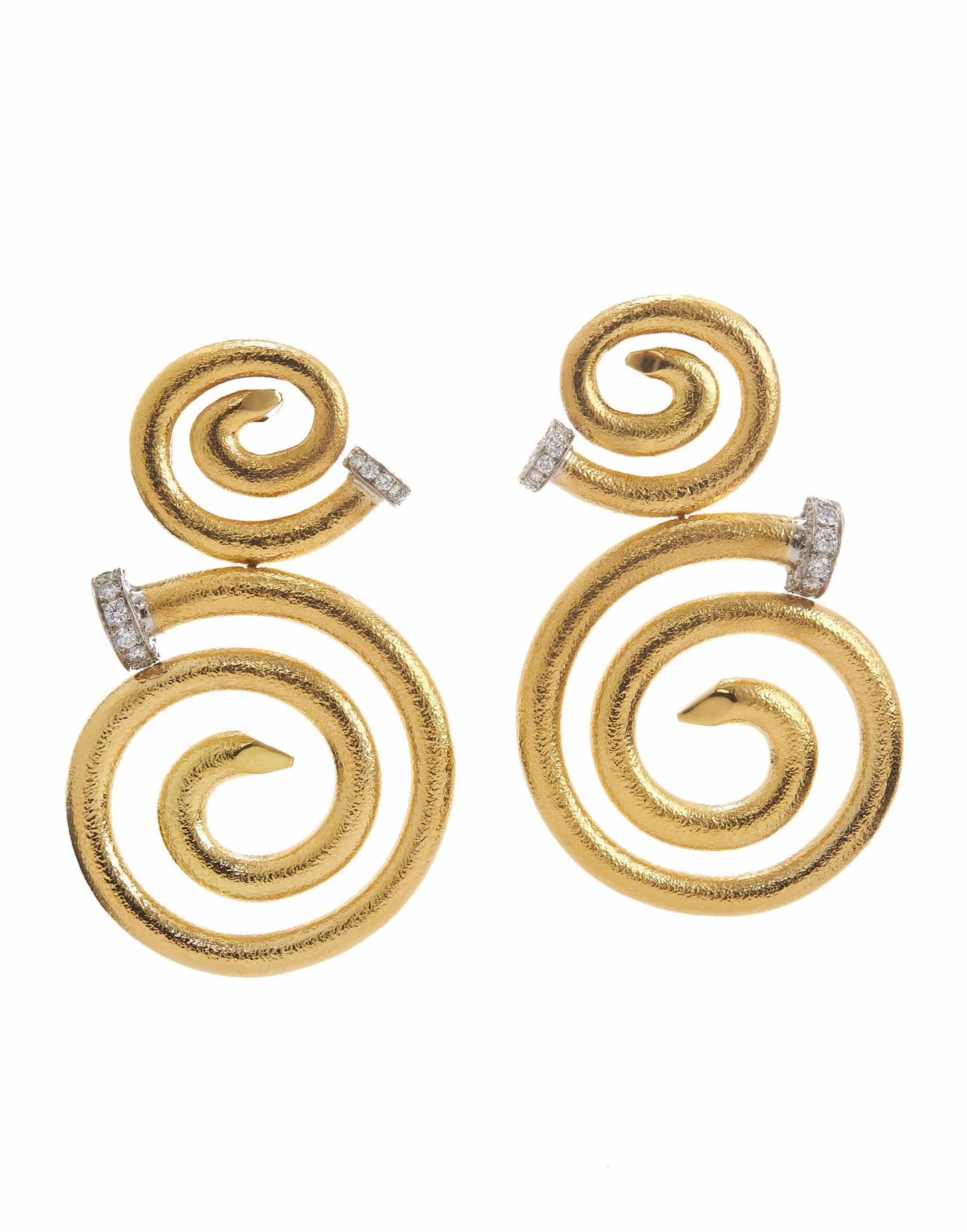 DAVID WEBB-Spiral Nail Earrings-YELLOW GOLD