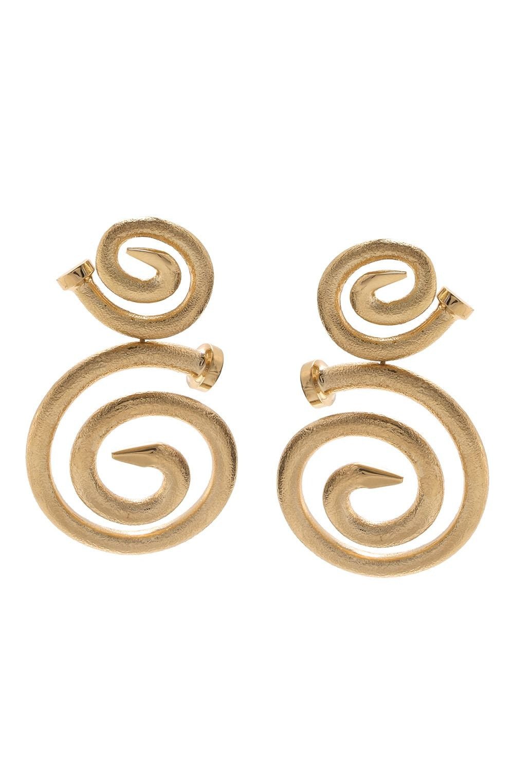 DAVID WEBB-Spiral Nail Earrings-YELLOW GOLD