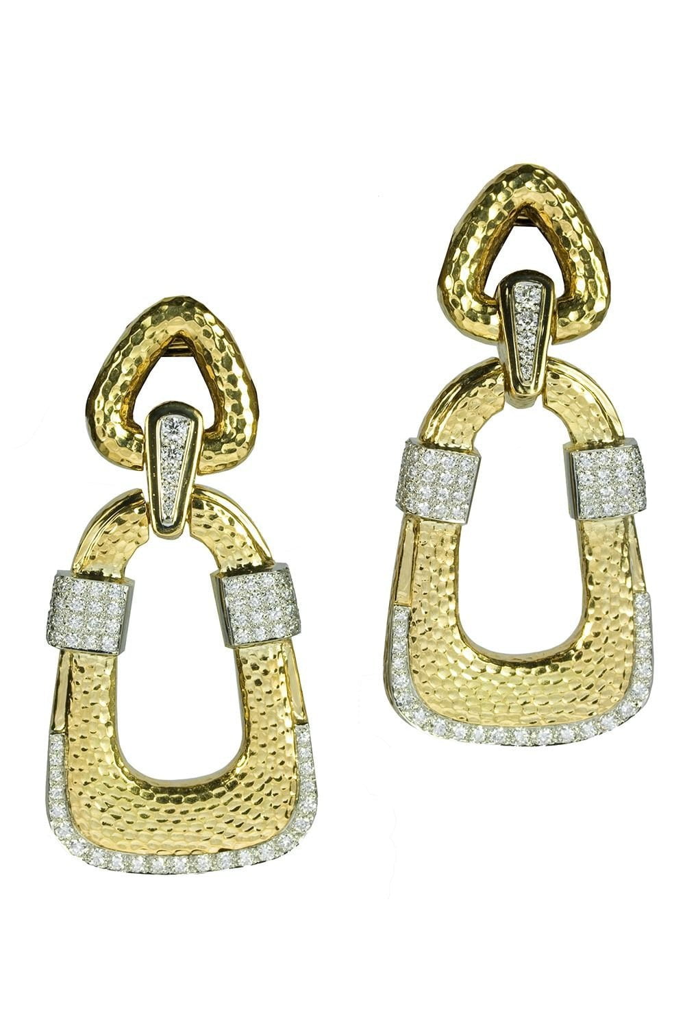 DAVID WEBB-The Plaza Earrings-YELLOW GOLD