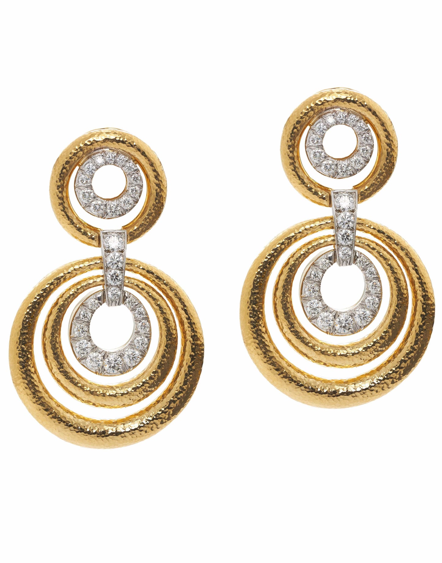 DAVID WEBB-Triple Circle Drop Earrings-YELLOW GOLD