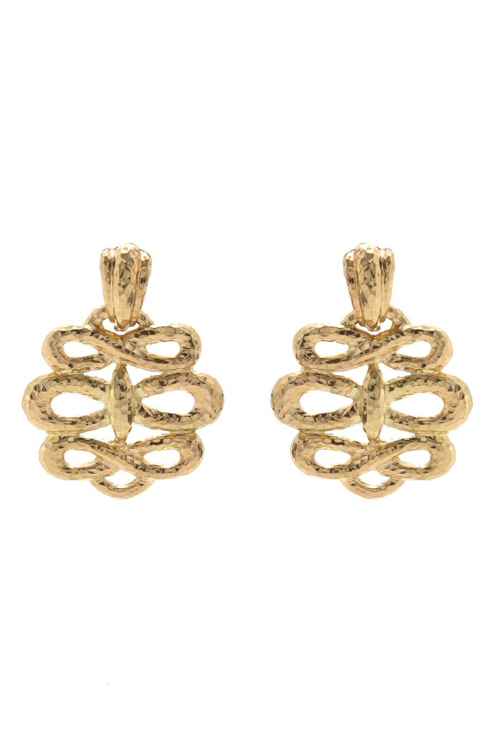 Triple Infinity Hammered Earrings-YELLOW GOLD-JEWELRYFINE JEWELEARRING-DAVID WEBB