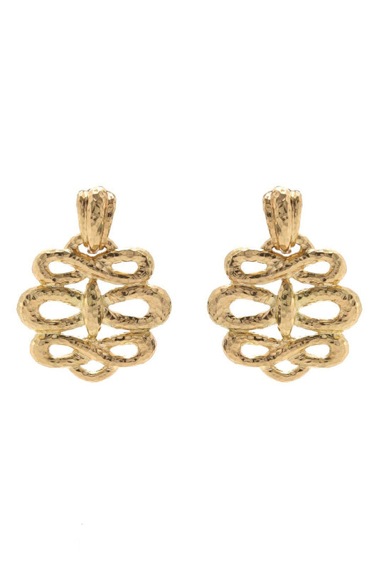 Triple Infinity Hammered Earrings-YELLOW GOLD-JEWELRYFINE JEWELEARRING-DAVID WEBB