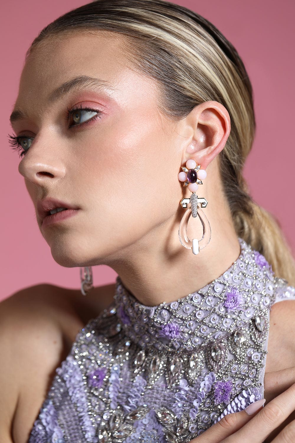 DAVID WEBB-Twilight Amethyst Earrings-YELLOW GOLD