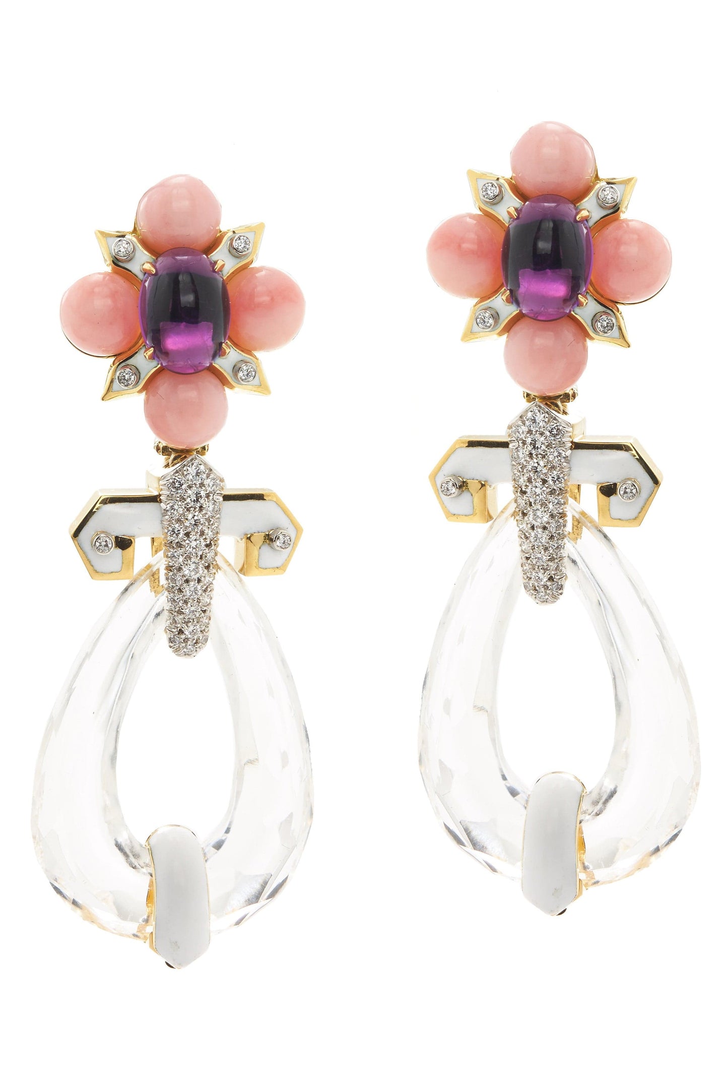 DAVID WEBB-Twilight Amethyst Earrings-YELLOW GOLD