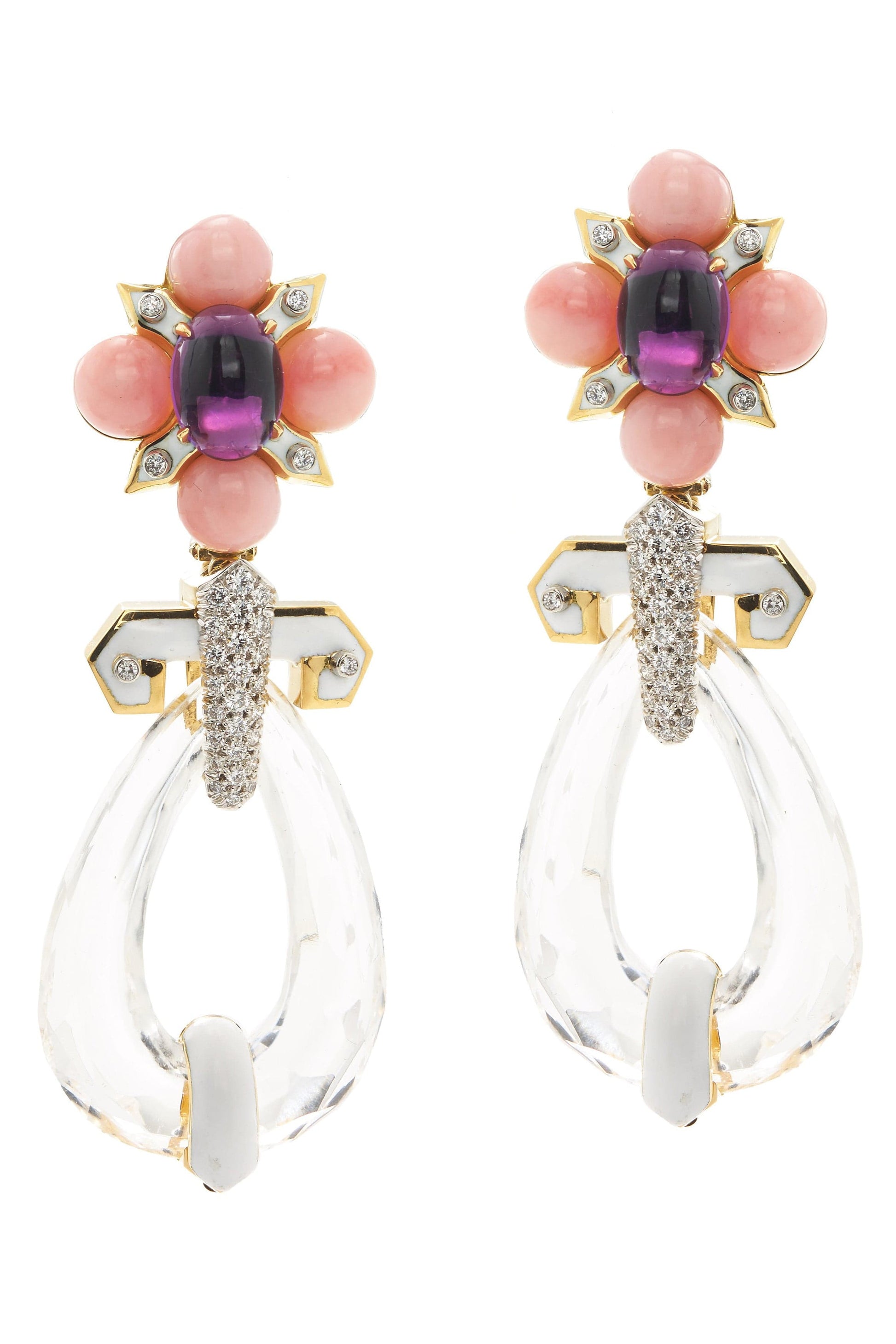 DAVID WEBB-Twilight Amethyst Earrings-YELLOW GOLD