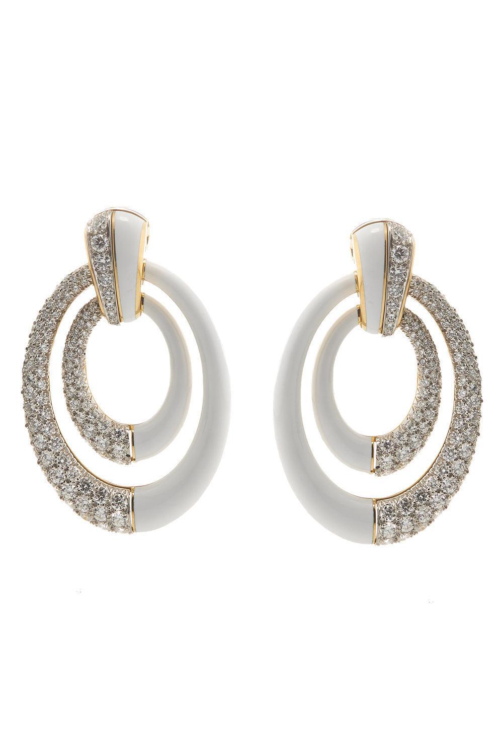 DAVID WEBB-White Persaphone Earrings-YELLOW GOLD