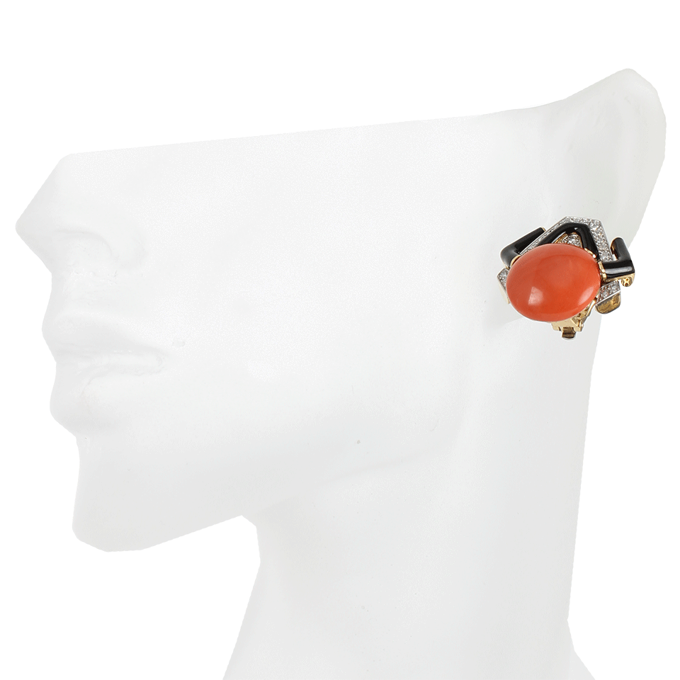 DAVID WEBB-Coral Clip Earrings-YLW GOLD