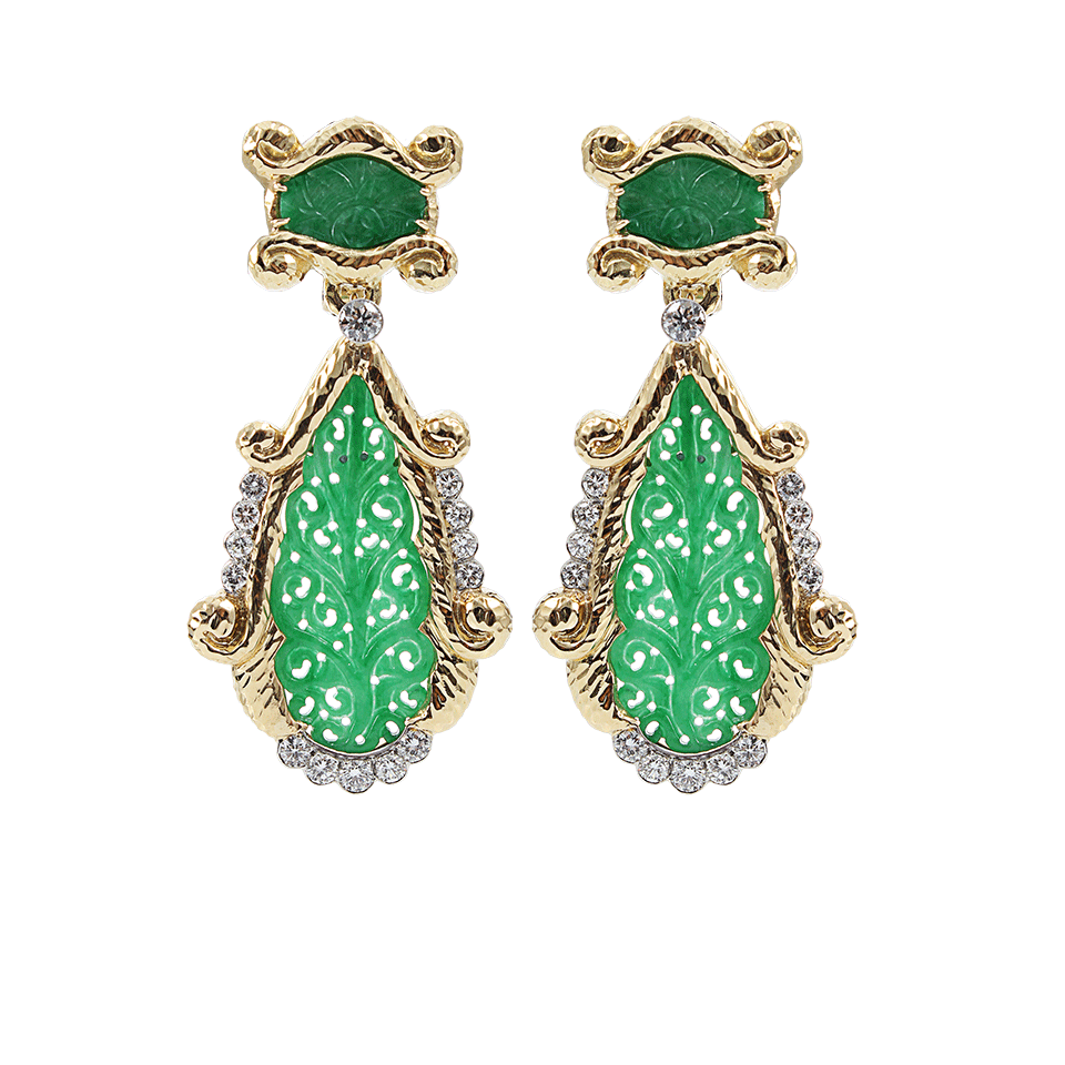 DAVID WEBB-Jade and Diamond Earrings-YLW GOLD