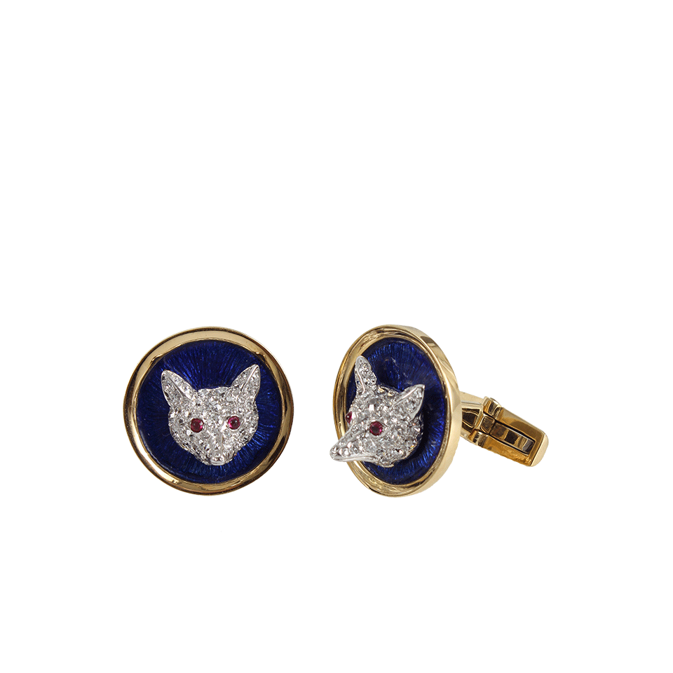 DAVID WEBB-Fox Head Cufflinks-YLW GOLD