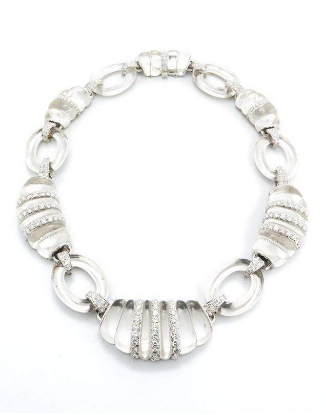 DAVID WEBB-Dinner Roll Rock Crystal Necklace-PLATINUM