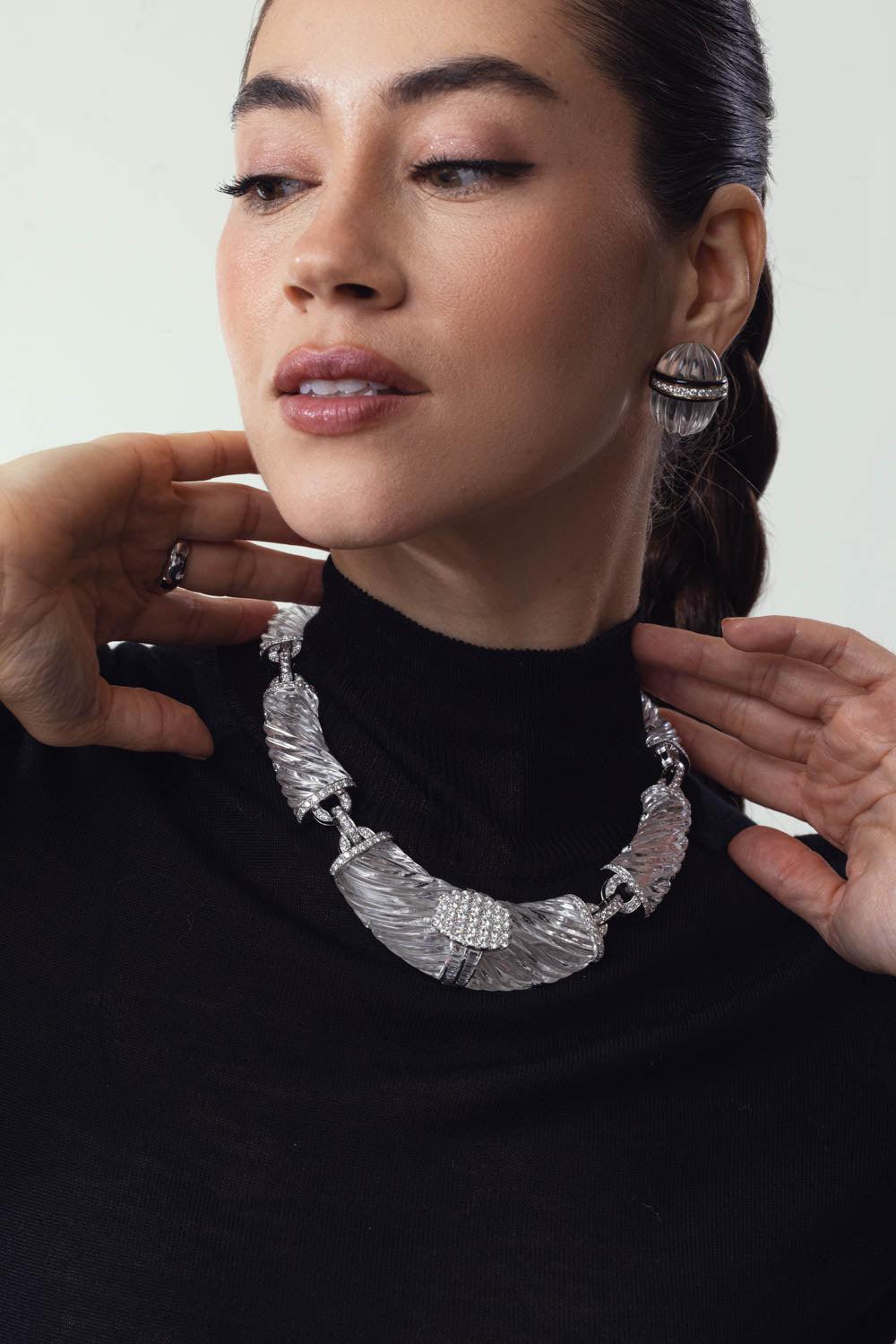 Rock Crystal Diamond Necklace-WHITE GOLD-JEWELRYFINE JEWELNECKLACE O-DAVID WEBB
