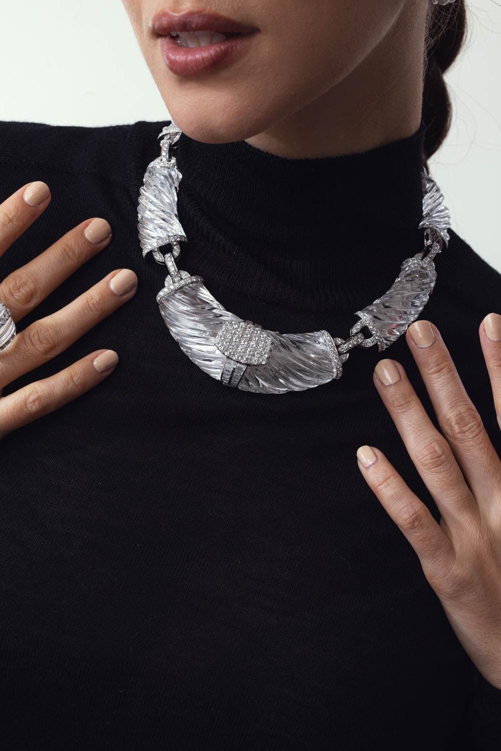 Rock Crystal Diamond Necklace-WHITE GOLD-JEWELRYFINE JEWELNECKLACE O-DAVID WEBB