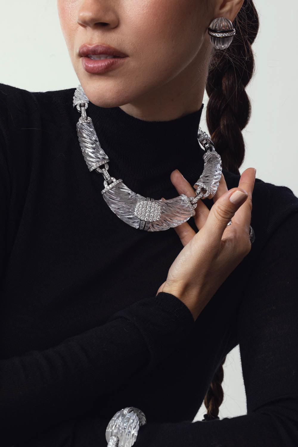 Rock Crystal Diamond Necklace-WHITE GOLD-JEWELRYFINE JEWELNECKLACE O-DAVID WEBB