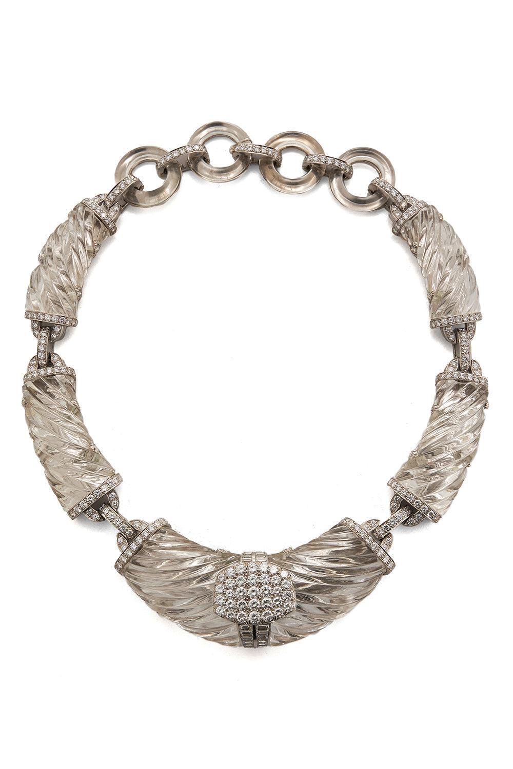 DAVID WEBB-Rock Crystal Diamond Necklace-WHITE GOLD