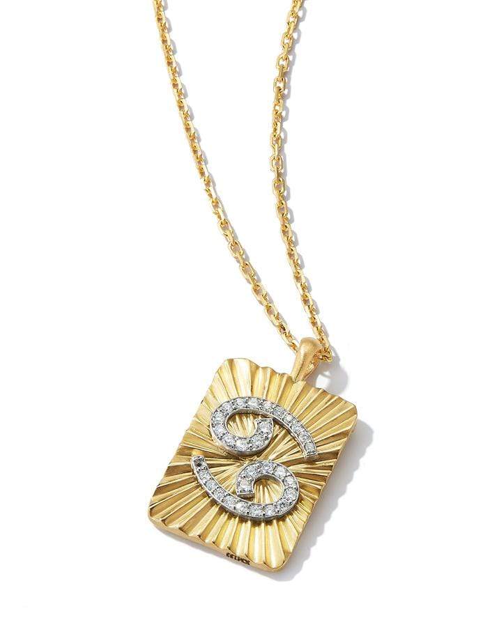 DAVID WEBB-Diamond Cancer Zodiac Pendant Necklace-YELLOW GOLD