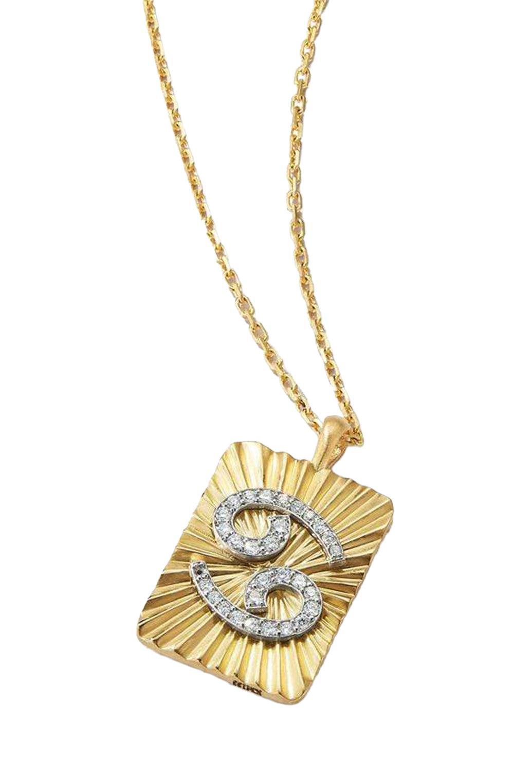 Diamond Cancer Pendant Necklace-YELLOW GOLD-19-JEWELRYFINE JEWELNECKLACE O-DAVID WEBB