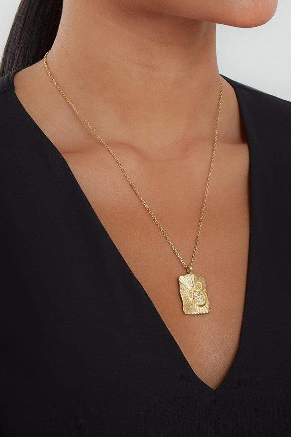 Diamond Capricorn Zodiac Pendant Necklace-YELLOW GOLD-19-JEWELRYFINE JEWELNECKLACE O-DAVID WEBB