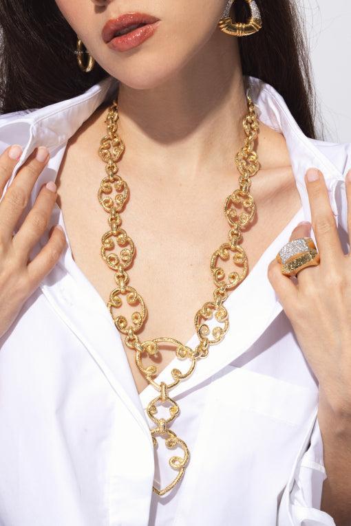 Arabesque Long Loop Necklace-YELLOW GOLD-JEWELRYFINE JEWELNECKLACE O-DAVID WEBB