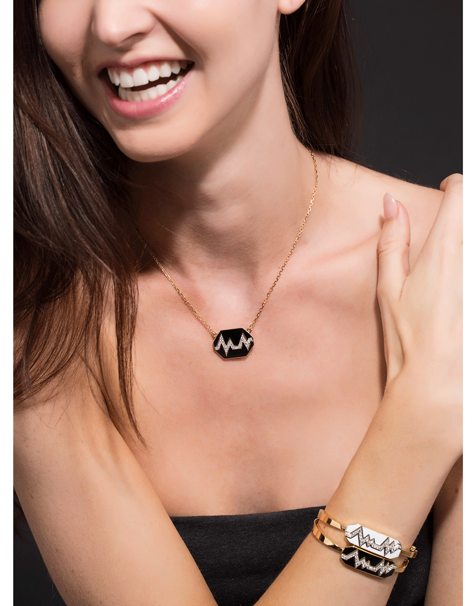 DAVID WEBB-Black Enamel And Diamond Skip Necklace-YELLOW GOLD