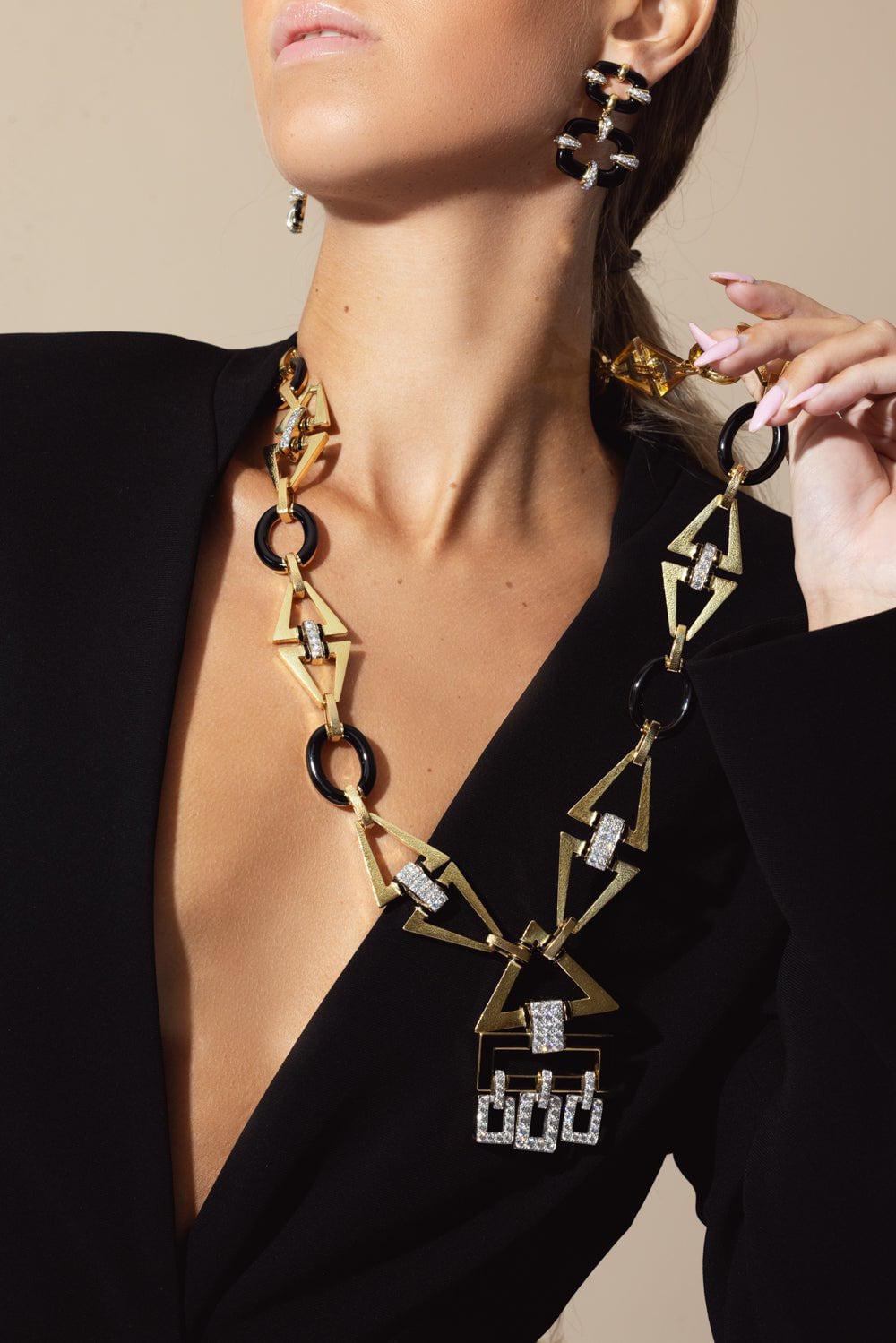 DAVID WEBB-Black Enamel Ceremonial Necklace-YELLOW GOLD