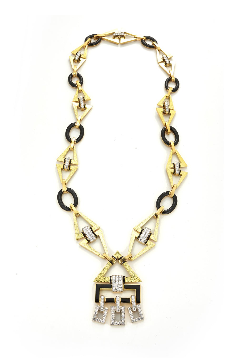 DAVID WEBB-Black Enamel Ceremonial Necklace-YELLOW GOLD