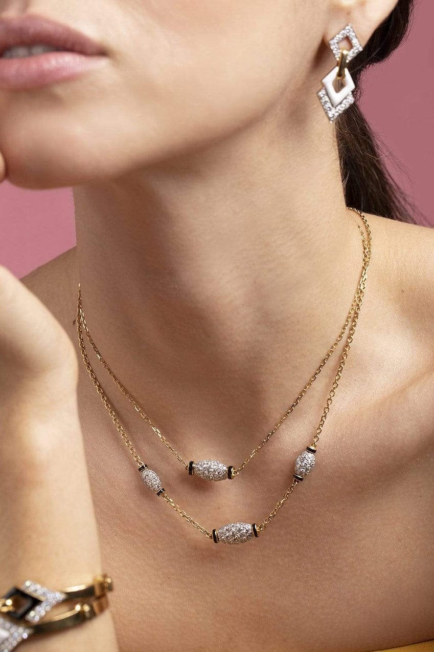 DAVID WEBB-Black Enamel Night Cap Necklace-YELLOW GOLD