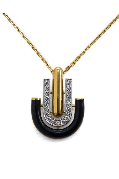 DAVID WEBB-Black Enamel Unity Necklace-YELLOW GOLD