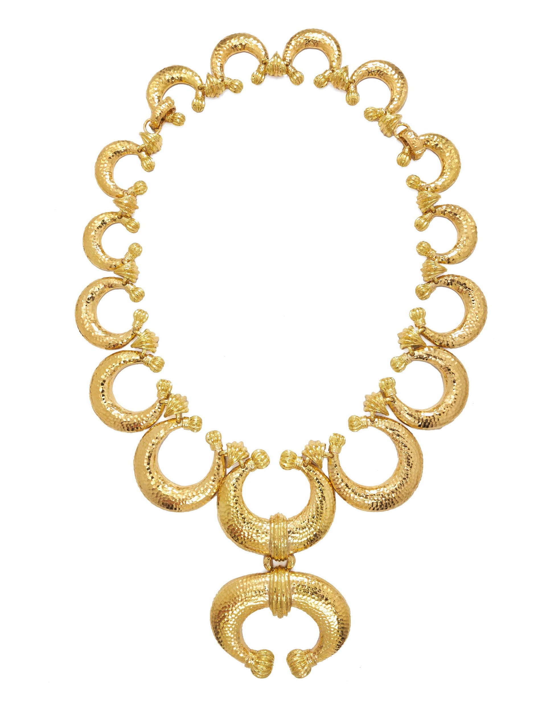 DAVID WEBB-Hammered Gold Crescent Necklace-YELLOW GOLD