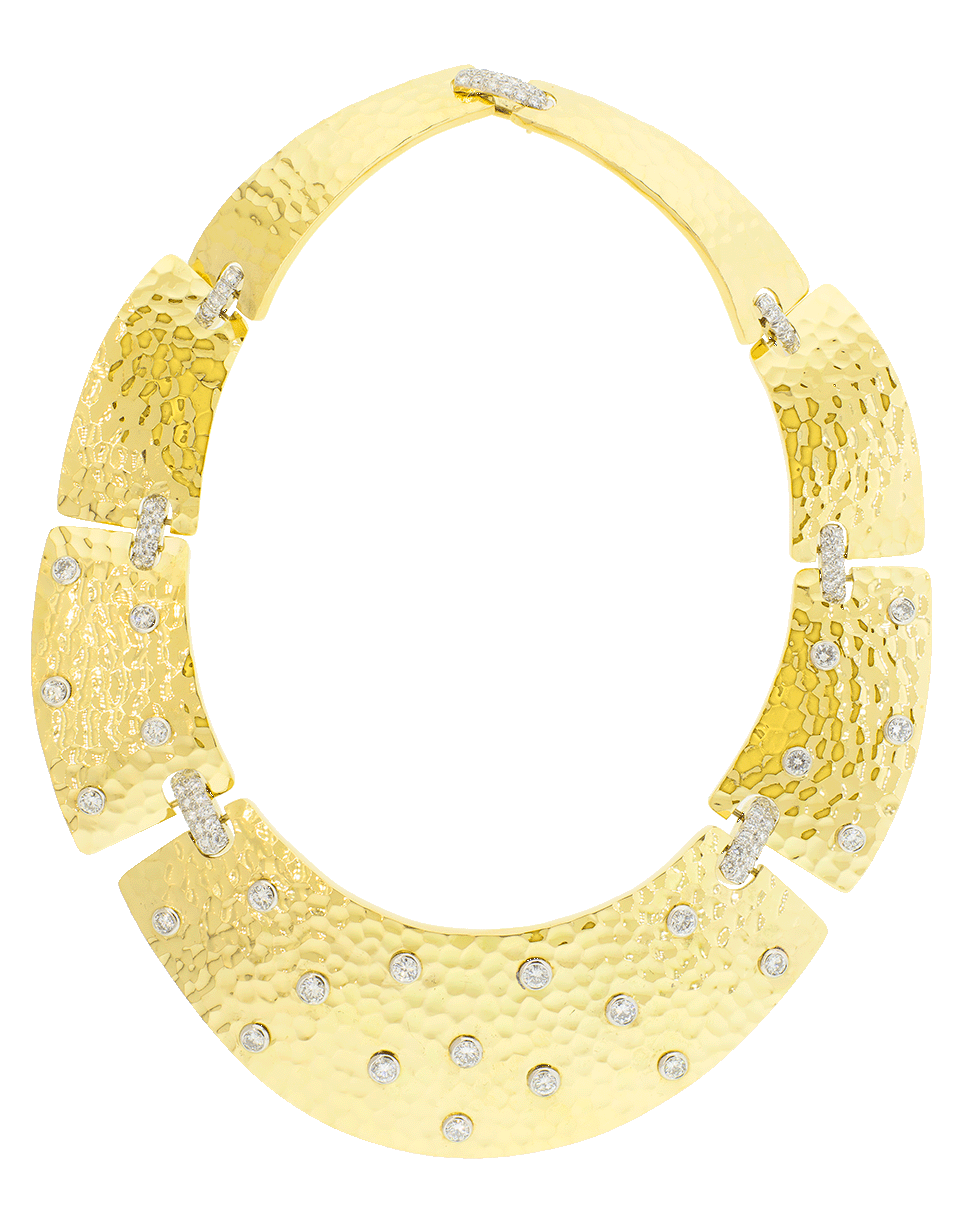 DAVID WEBB-Hammered Starlight Diamond Necklace-YELLOW GOLD
