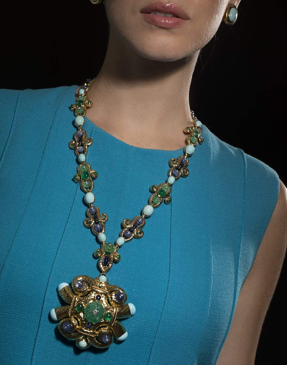 DAVID WEBB-Heraldic Scroll Link Necklace-YELLOW GOLD