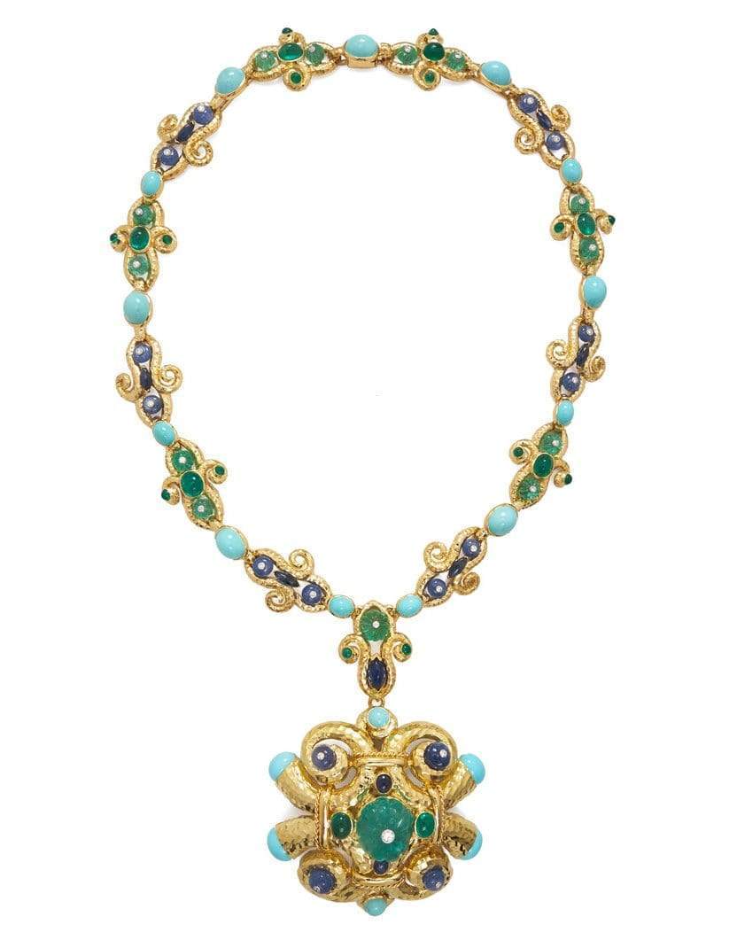 DAVID WEBB-Heraldic Scroll Link Necklace-YELLOW GOLD