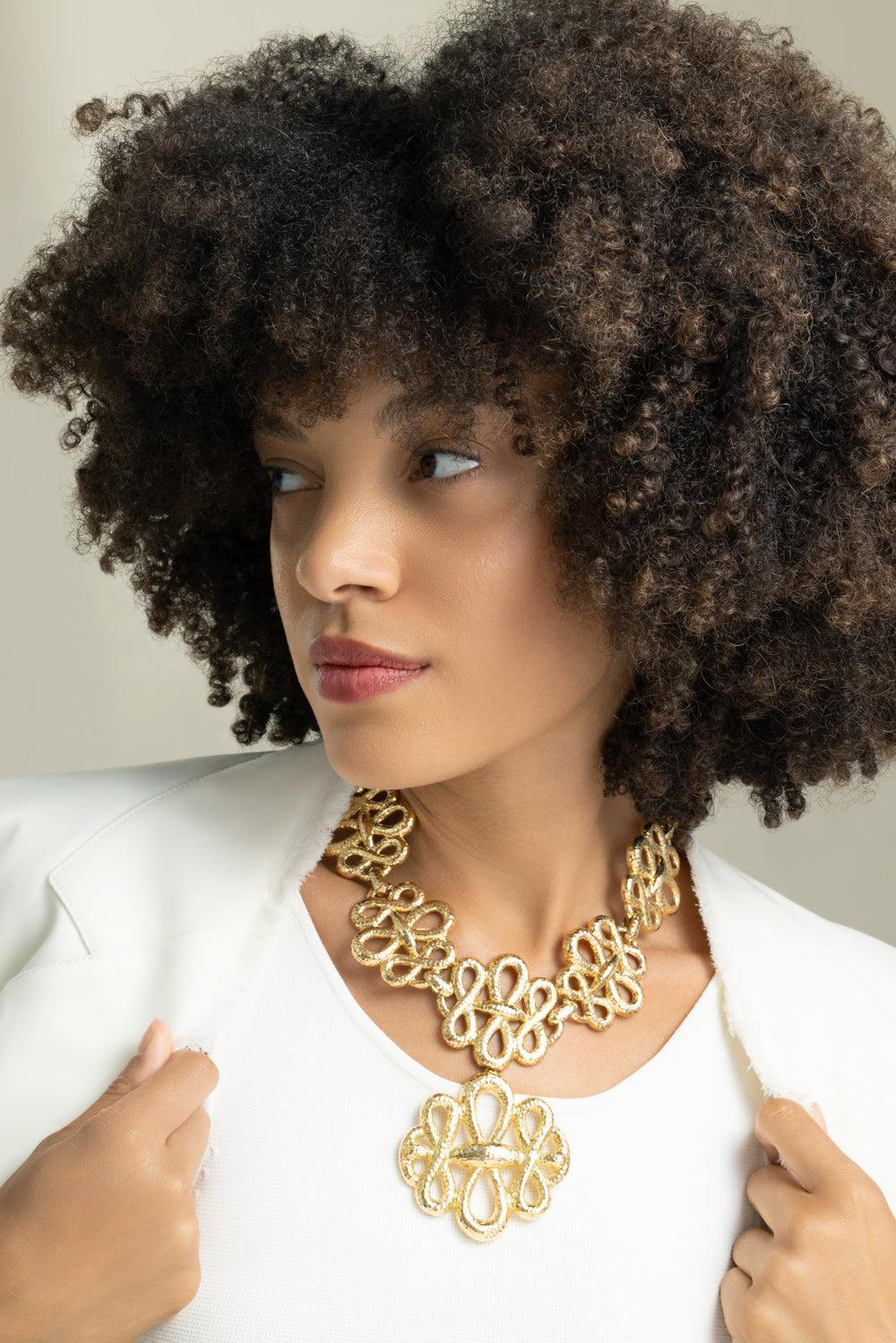 Triple Inifinty Hammered Necklace-YELLOW GOLD-JEWELRYFINE JEWELNECKLACE O-DAVID WEBB