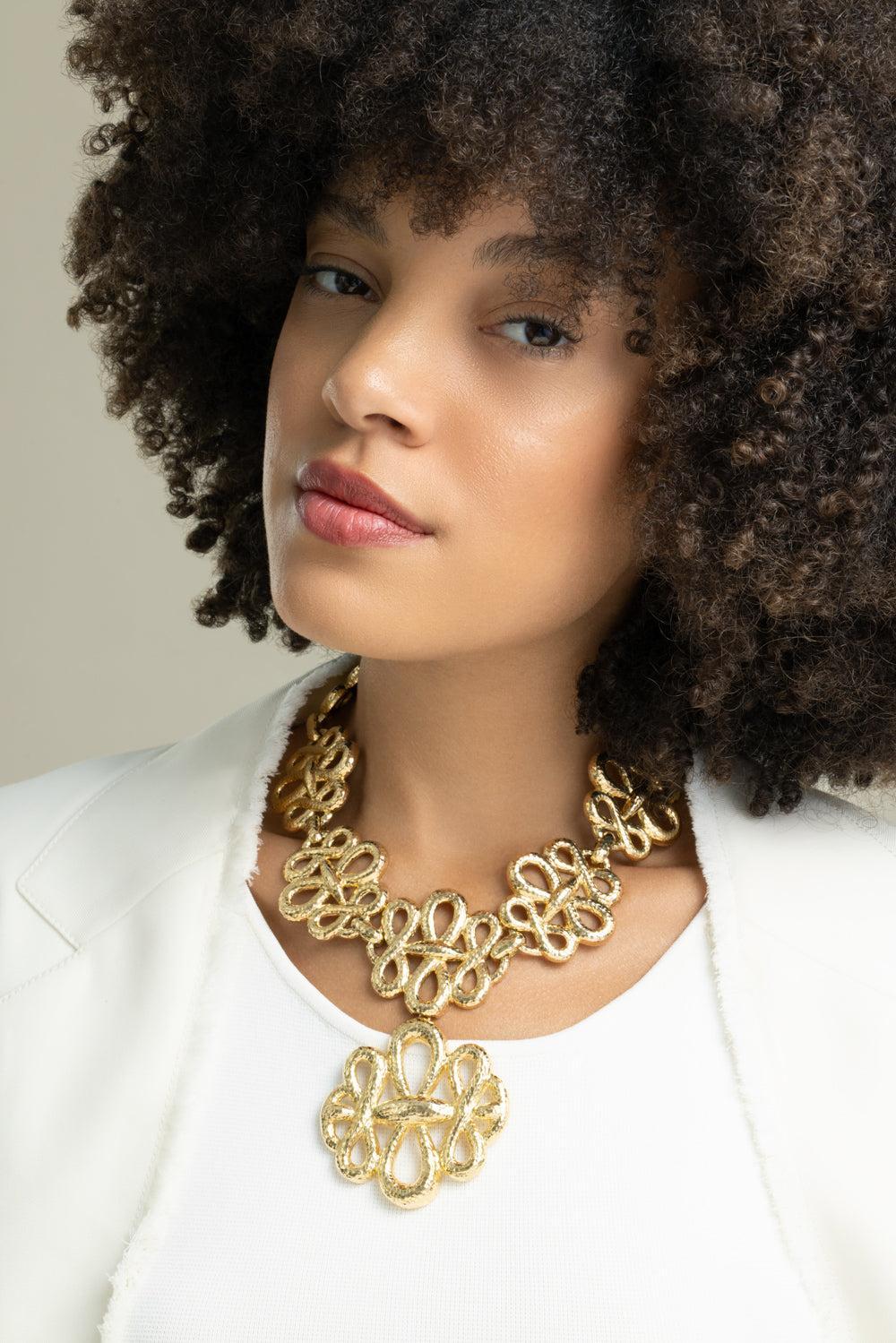 Triple Inifinty Hammered Necklace-YELLOW GOLD-JEWELRYFINE JEWELNECKLACE O-DAVID WEBB