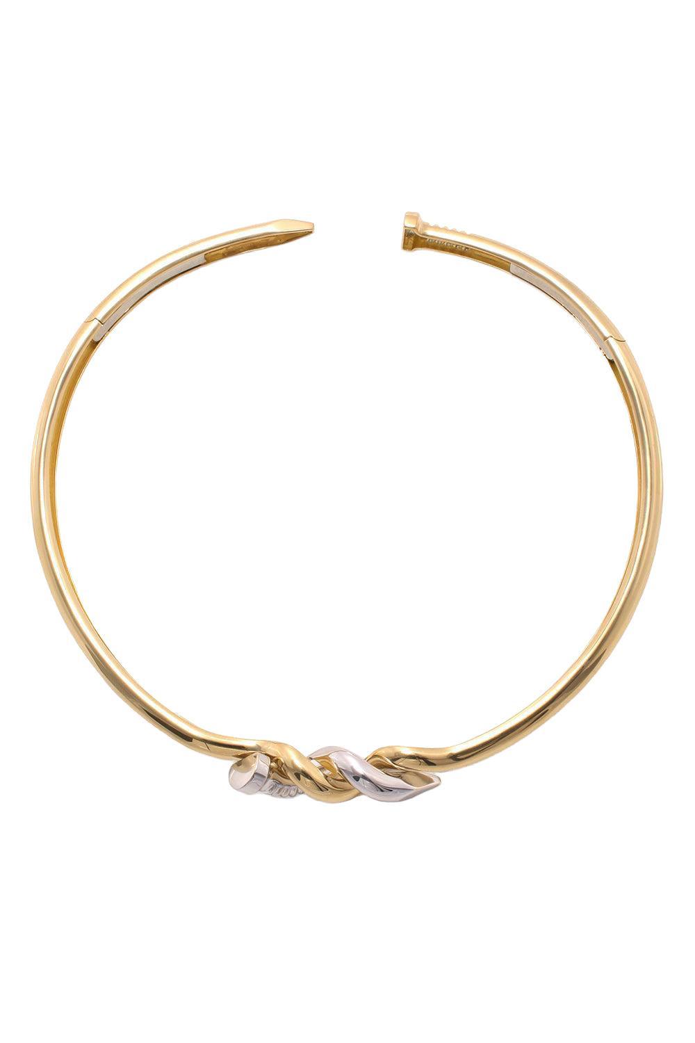 Two Tone Twisted Nail Collar Necklace-YELLOW GOLD-JEWELRYFINE JEWELNECKLACE O-DAVID WEBB