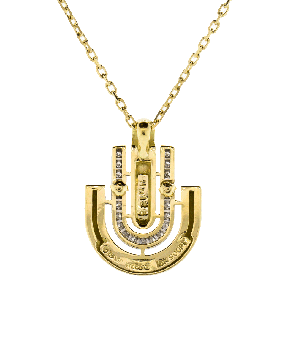 DAVID WEBB-Unity White Enamel And Diamond Necklace-YELLOW GOLD