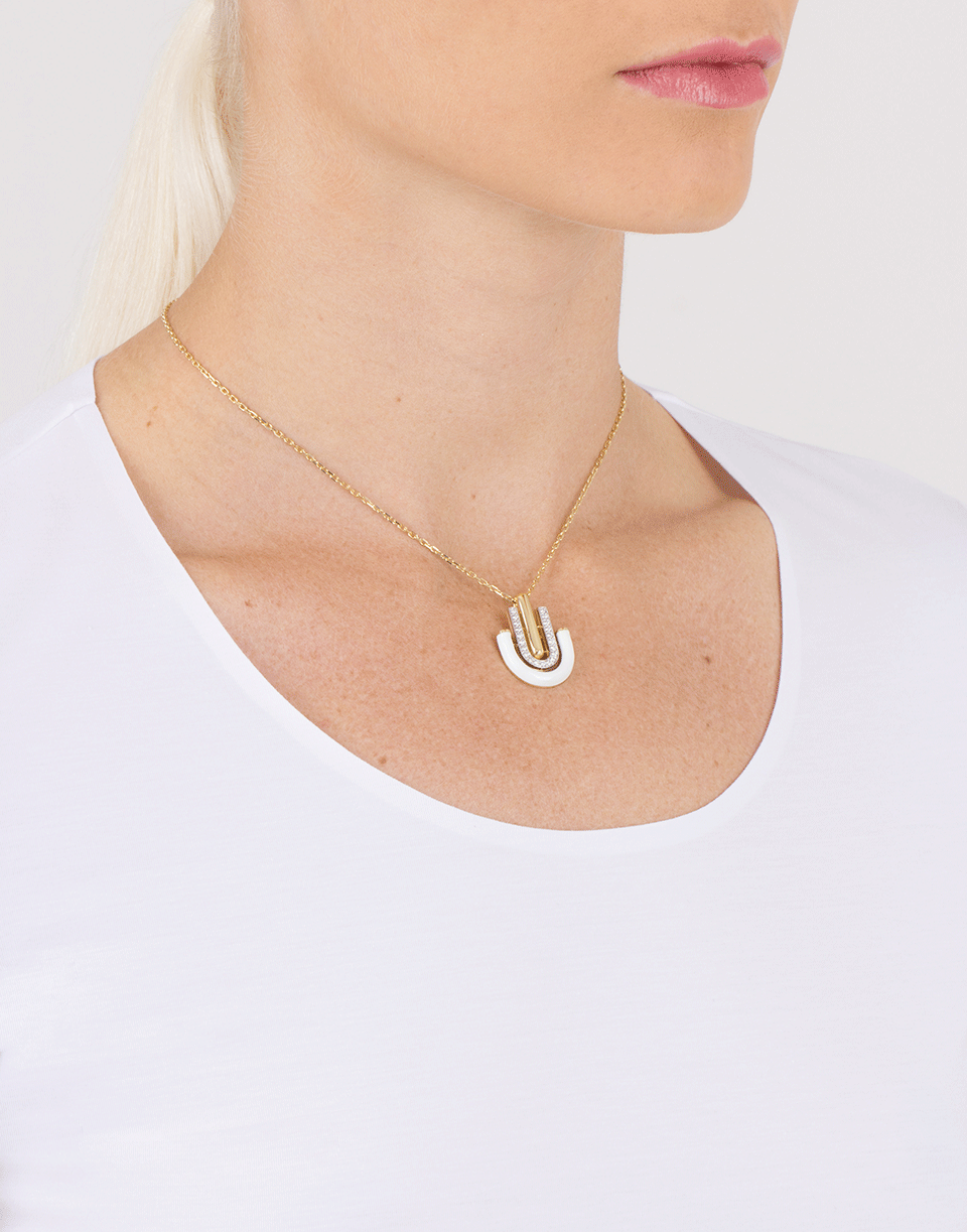 DAVID WEBB-Unity White Enamel And Diamond Necklace-YELLOW GOLD