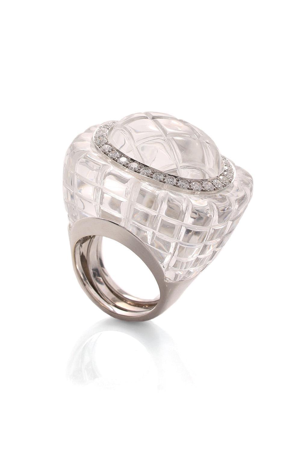 Crystal Pineapple Ring-WHITE GOLD-6-JEWELRYFINE JEWELRING-DAVID WEBB